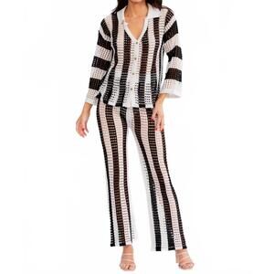 NEW LITTLE SECRET OF MINE colorblock knit top & pants set in black